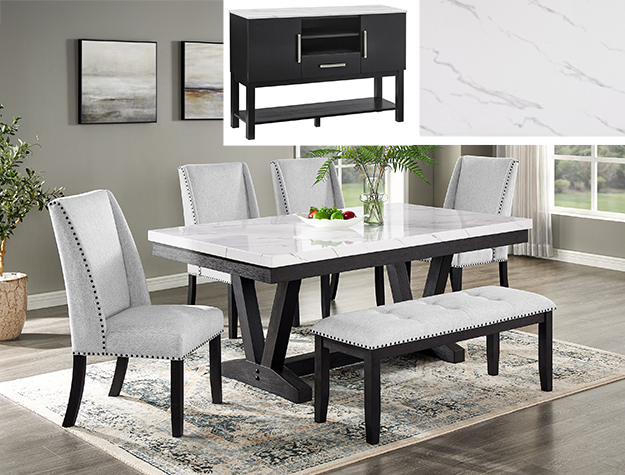 VANCE FAUX TBL/WING CHAIRS,BENCH