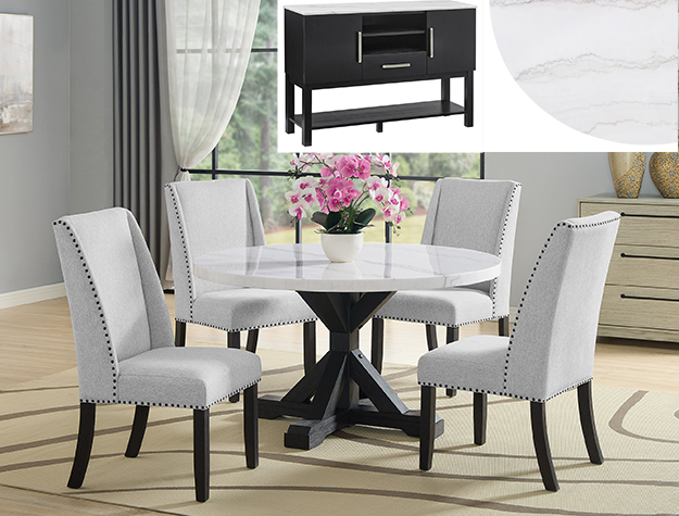 VARLEY MARBLE ROUND TBL,WING CHAIRS